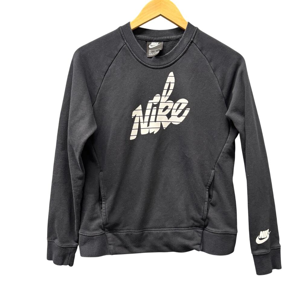 Nike Sweatshirt Girls XL Black Pullover + Pockets Long Sleeve‎ Athleisure